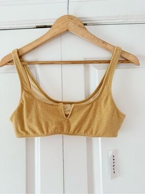 PacSun LA Hearts Gold Scoop Bikini Top with V-Notch Detail